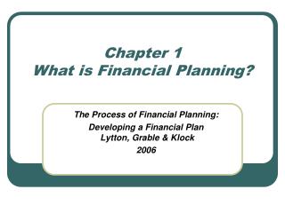 Chapter 1 What is Financial Planning?