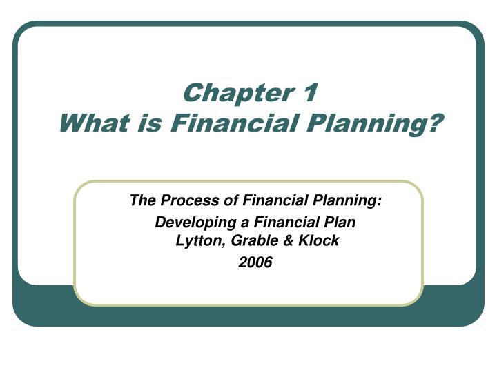 chapter 1 what is financial planning