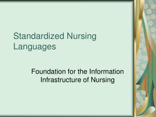 Standardized Nursing Languages