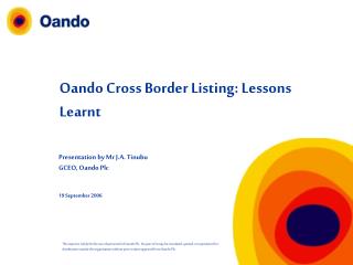 Oando Cross Border Listing: Lessons Learnt