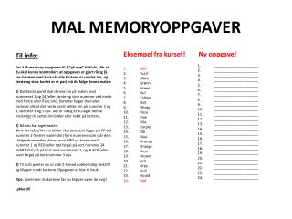 mal memoryoppgaver