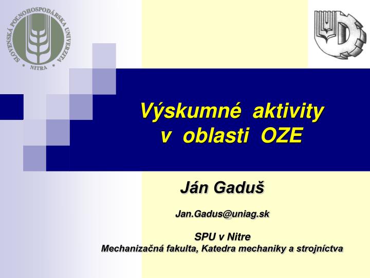 v skumn aktivity v oblasti oze