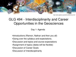 GLG 494 - Interdisciplinarity and Career Opportunities in the Geosciences