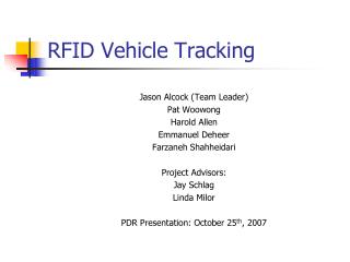 RFID Vehicle Tracking