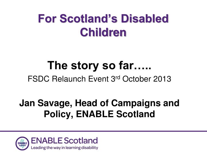 for scotland s disabled children