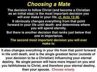 Choosing a Mate