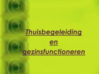 thuisbegeleiding en gezinsfunctioneren
