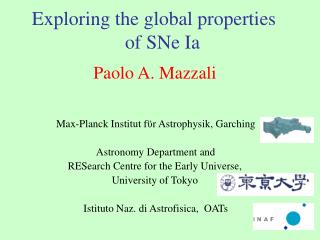 Exploring the global properties	 of SNe Ia