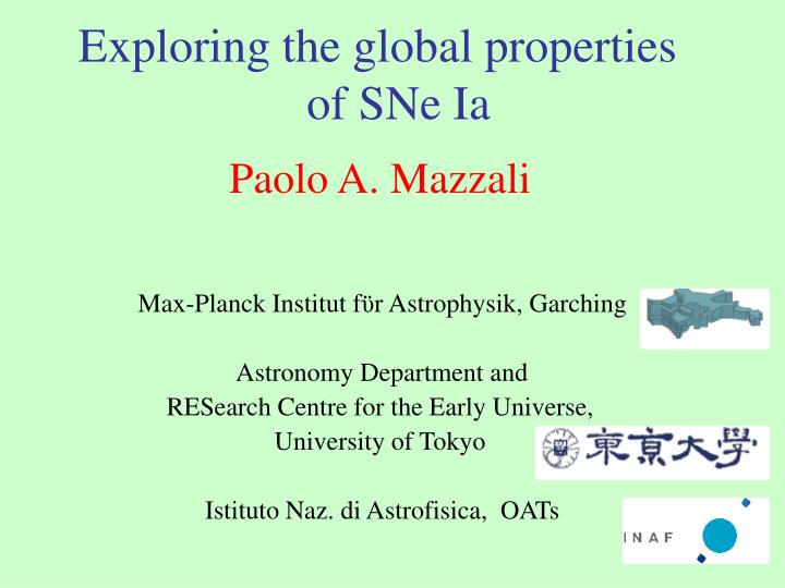 exploring the global properties of sne ia