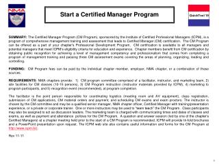 Start a Certified Manager Program