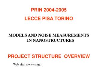 PRIN 2004-2005 LECCE PISA TORINO MODELS AND NOISE MEASUREMENTS IN NANOSTRUCTURES