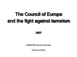 CODEXTER Council of Europe coet/gmt