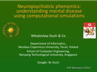 Neuropsychiatric phenomics: understanding mental disease using computational simulations