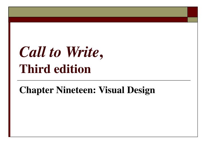 call to write third edition