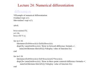 Lecture 24: Numerical differentiation