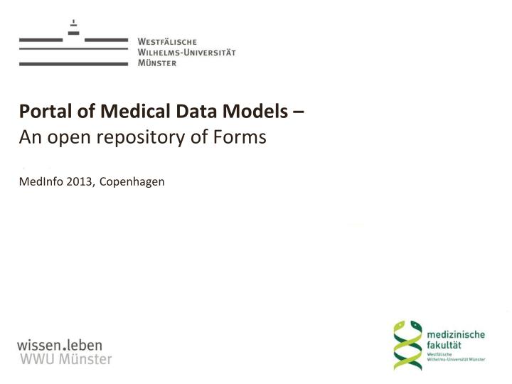 portal of medical data models an open repository of forms medinfo 2013 copenhagen