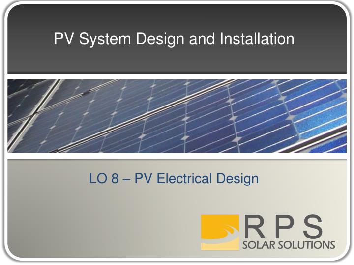pv system design and installation