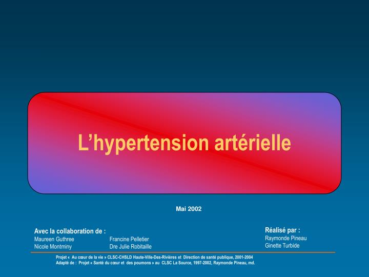 l hypertension art rielle