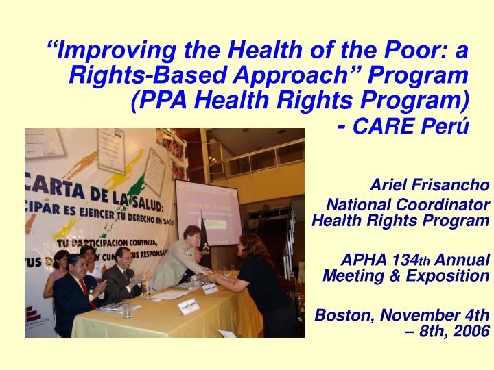 improving the health of the poor a rights based approach program ppa health rights program care per