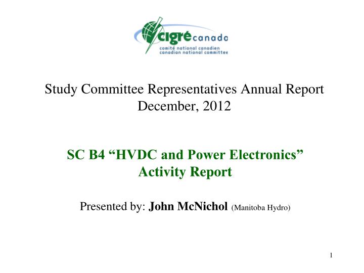 study committee representatives annual report december 2012