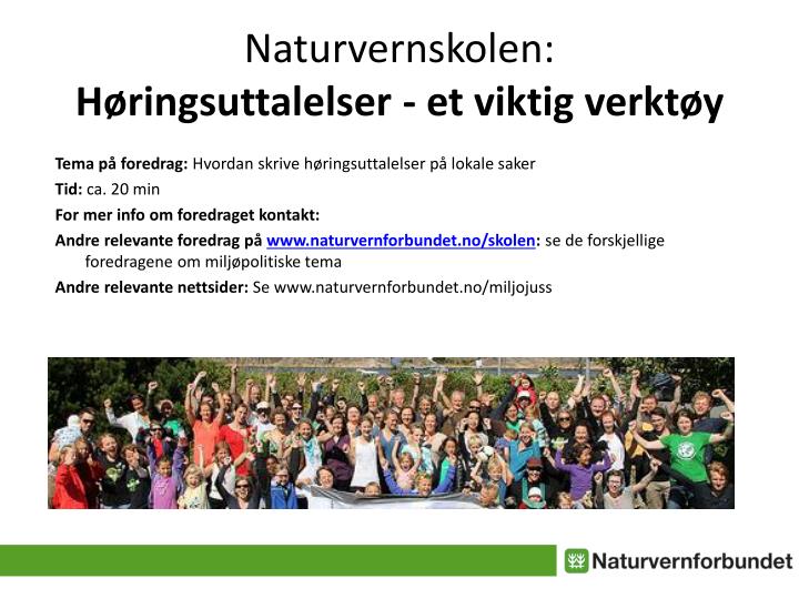 naturvernskolen h ringsuttalelser et viktig verkt y