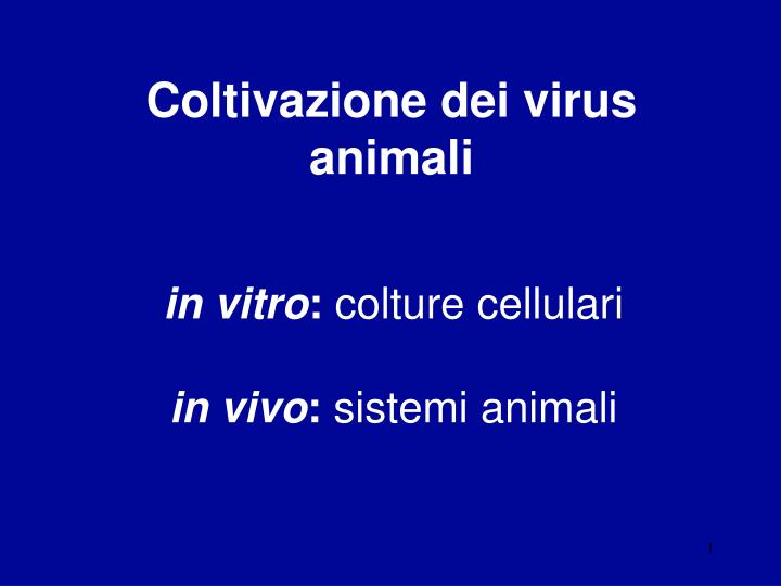 coltivazione dei virus animali
