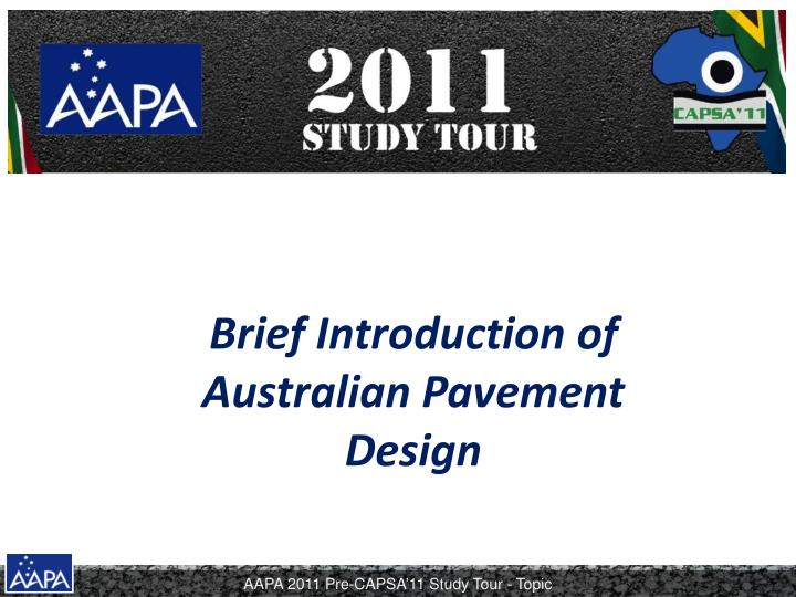 brief introduction of australian pavement design