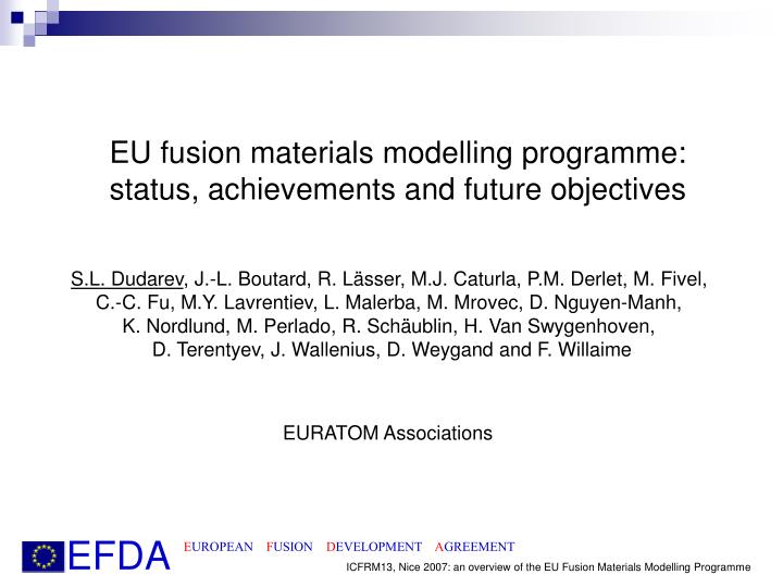 eu fusion materials modelling programme status achievements and future objectives