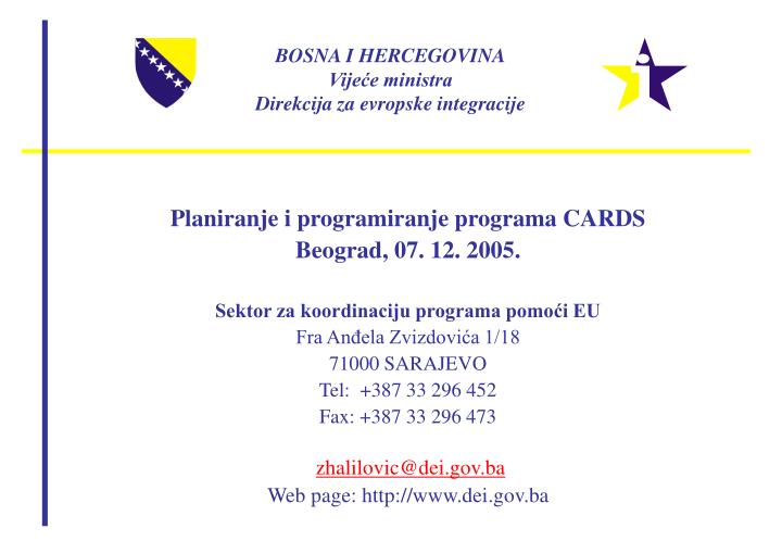 bosna i hercegovina vije e ministra direkcija za evropske integracije