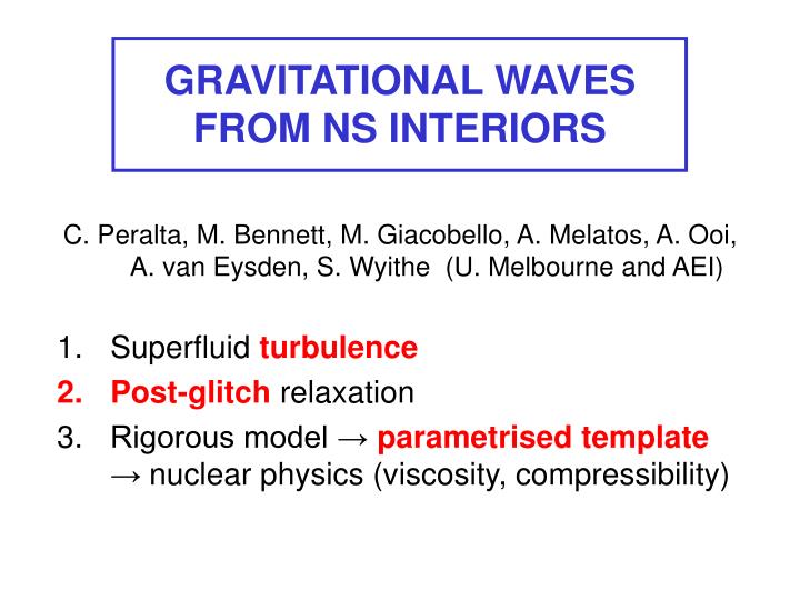 gravitational waves from ns interiors