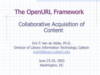 The OpenURL Framework