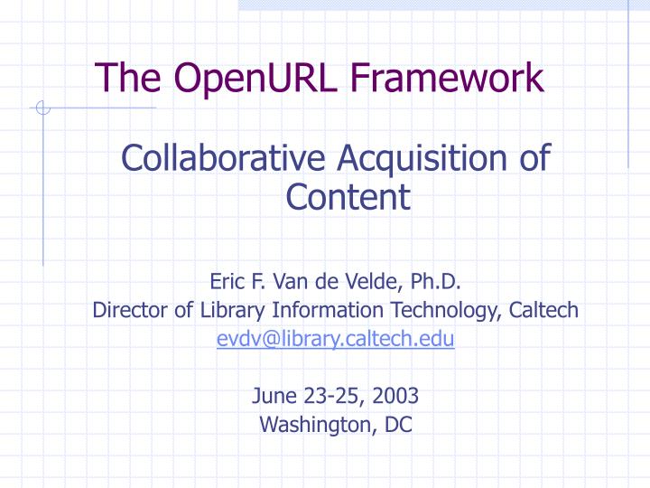 the openurl framework