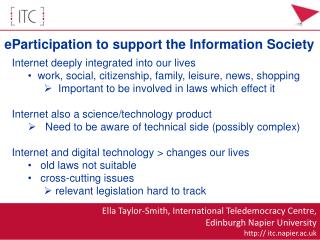 eParticipation to support the Information Society