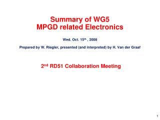 TASK 1 Definition of front?end electronics requirements for MPGDs
