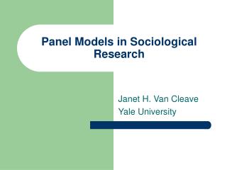 Panel Models in Sociological Research