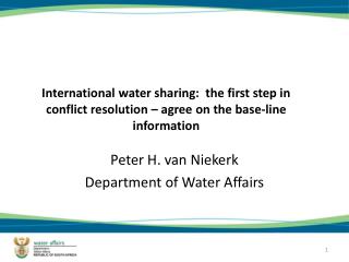 Peter H. van Niekerk Department of Water Affairs