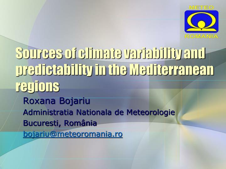 sources of climate variability and predictability in the mediterranean regions