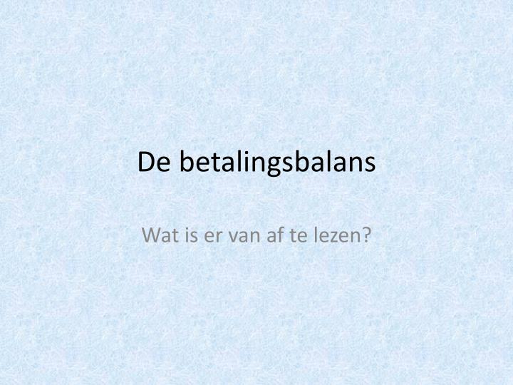 de betalingsbalans