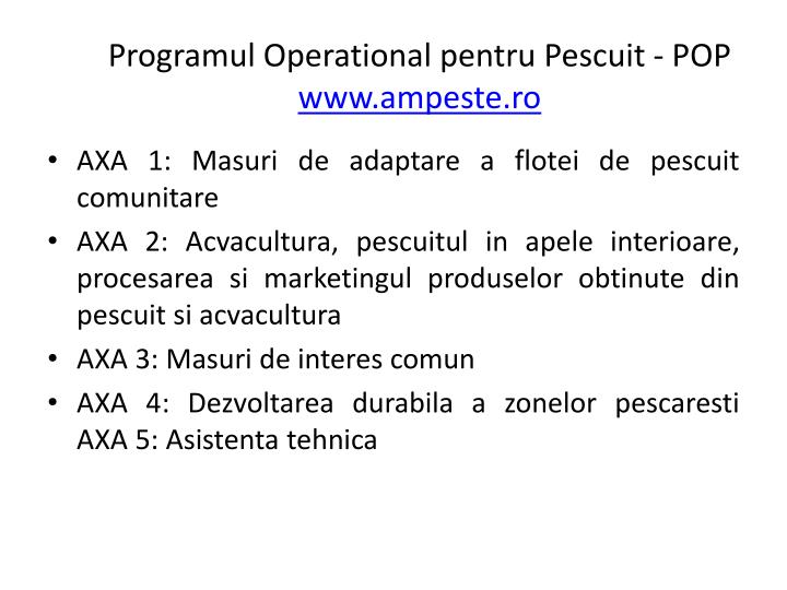programul operational pentru pescuit pop www ampeste ro