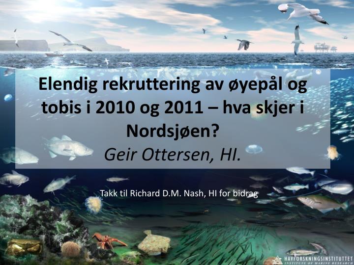 elendig rekruttering av yep l og tobis i 2010 og 2011 hva skjer i nordsj en geir ottersen hi