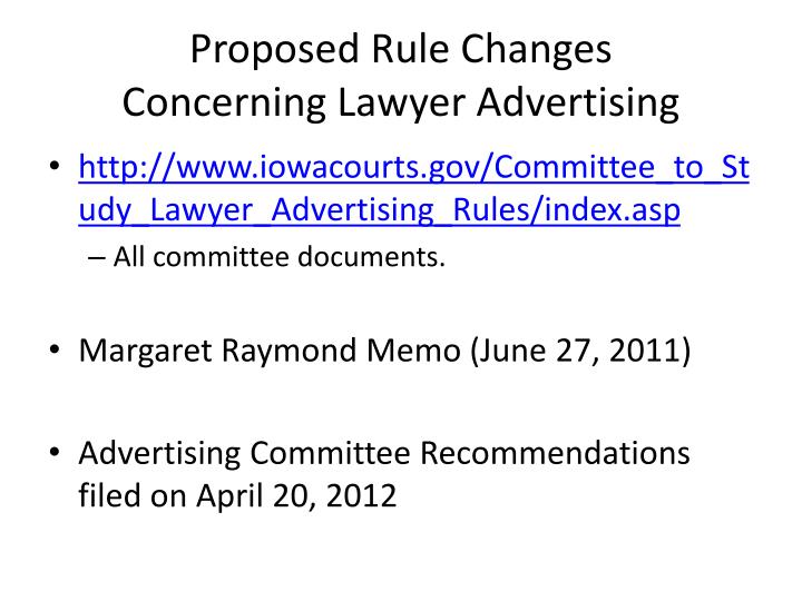 proposed rule changes concerning lawyer advertising
