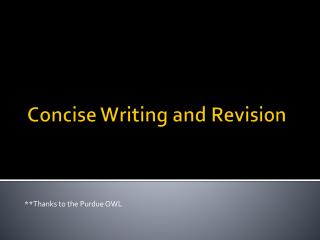 Concise Writing and Revision
