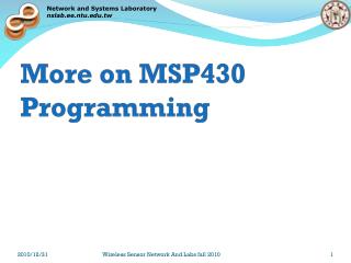 More on MSP430 Programming