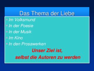 das thema der liebe