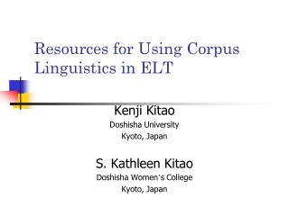 Resources for Using Corpus Linguistics in ELT