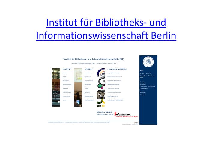 institut f r bibliotheks und informationswissenschaft berlin