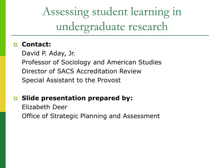 assessing student learning in undergraduate research
