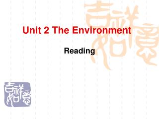 Unit 2 The Environment