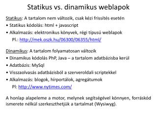statikus vs dinamikus weblapok