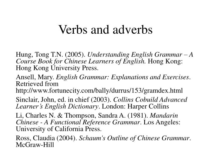 v erbs and adverbs
